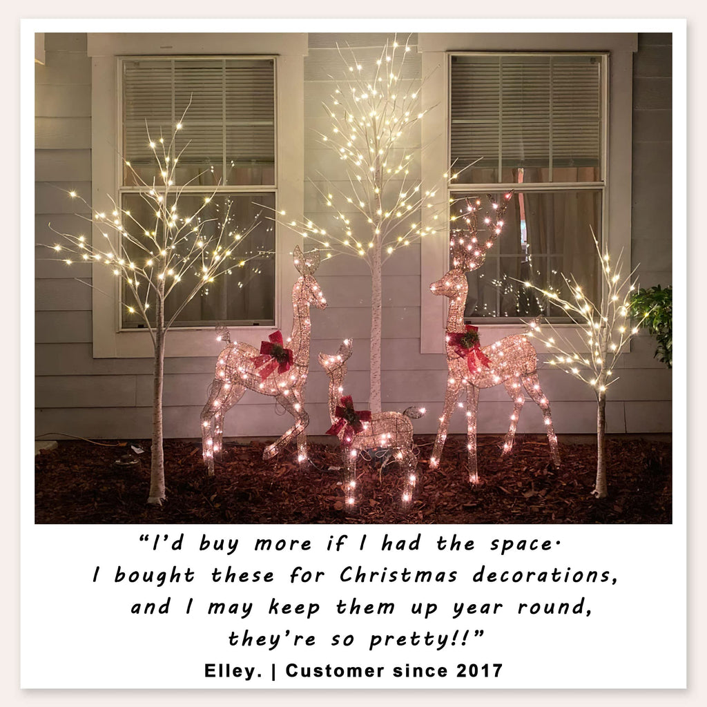 2 Pack 8FT 132 LED Lighted Artificial Birch Tree Warm White V967