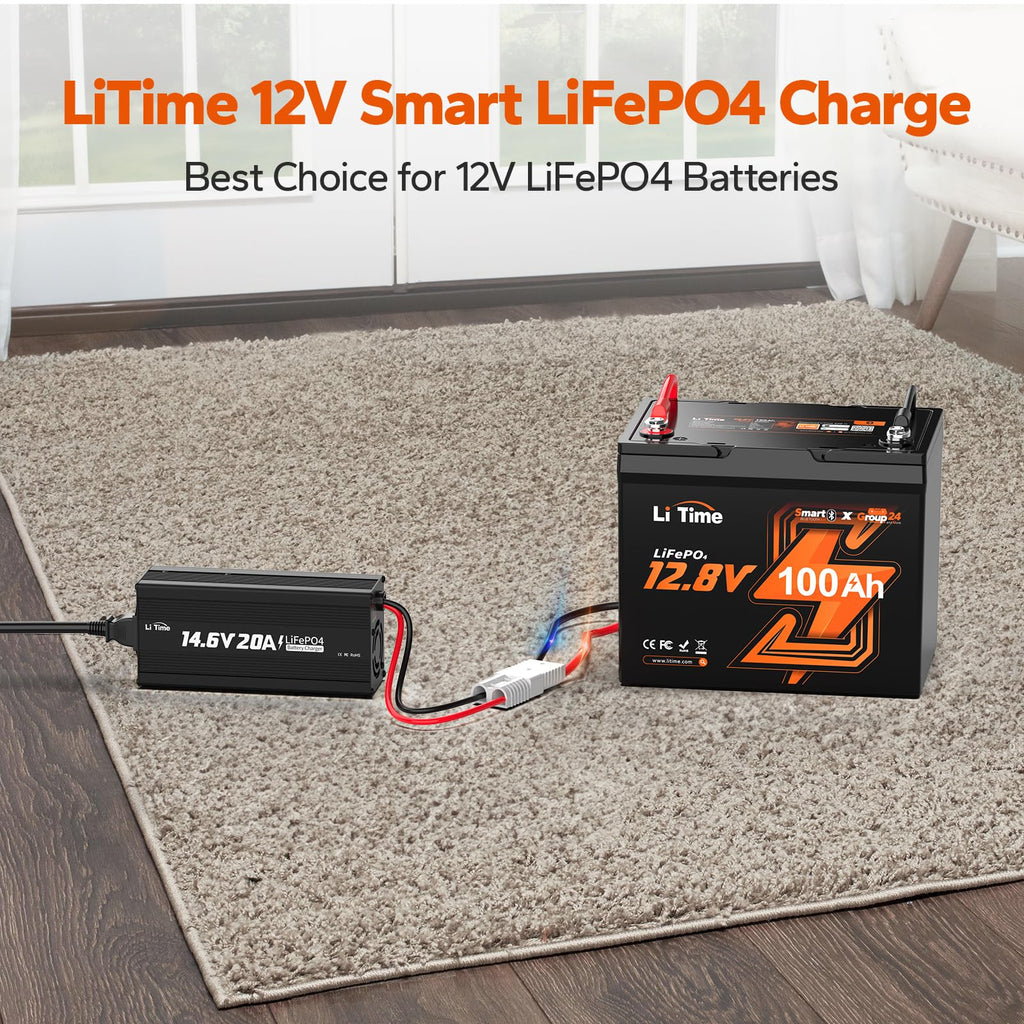 12V 100Ah Group 24 LiFePO4 Battery with Charger H6026
