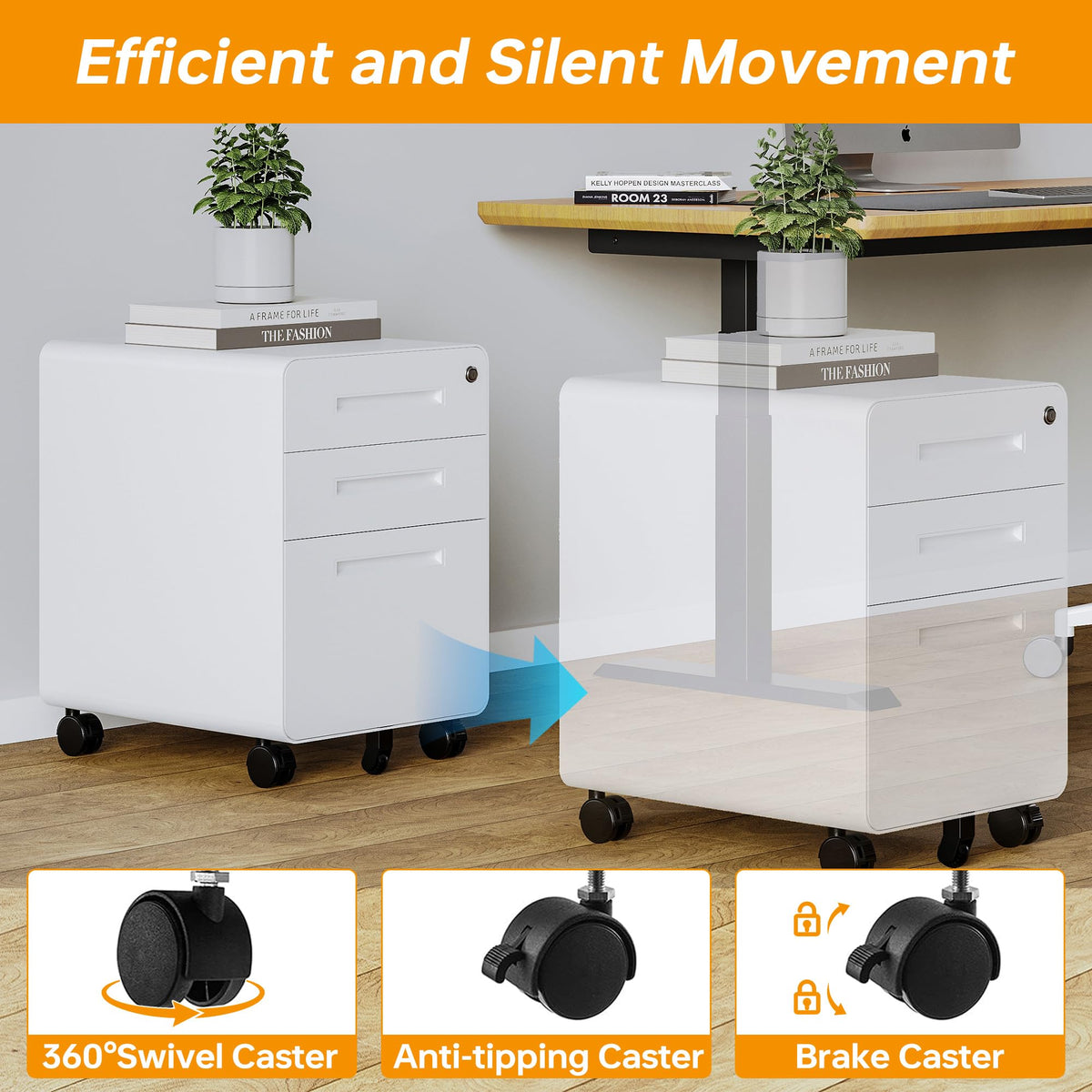3 Drawer White Metal Filing Cabinet with Lock J41279
