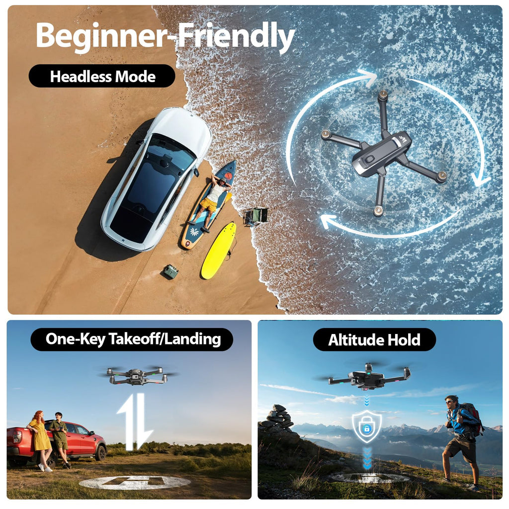 4K Foldable GPS Drone with 4.5" Screen Under 249g Black U16464
