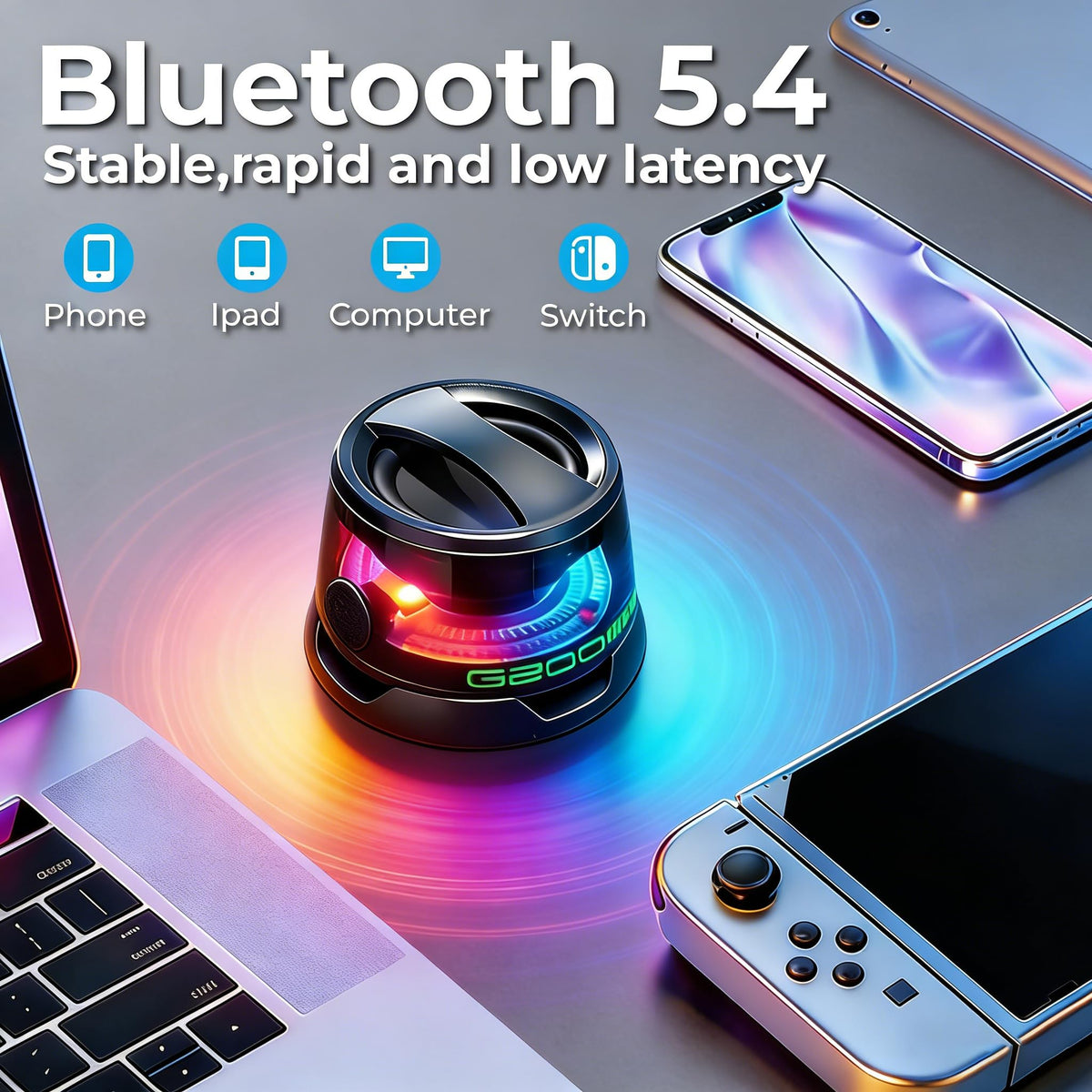 2 Pack Mini Bluetooth Speaker with RGB Lights U60479