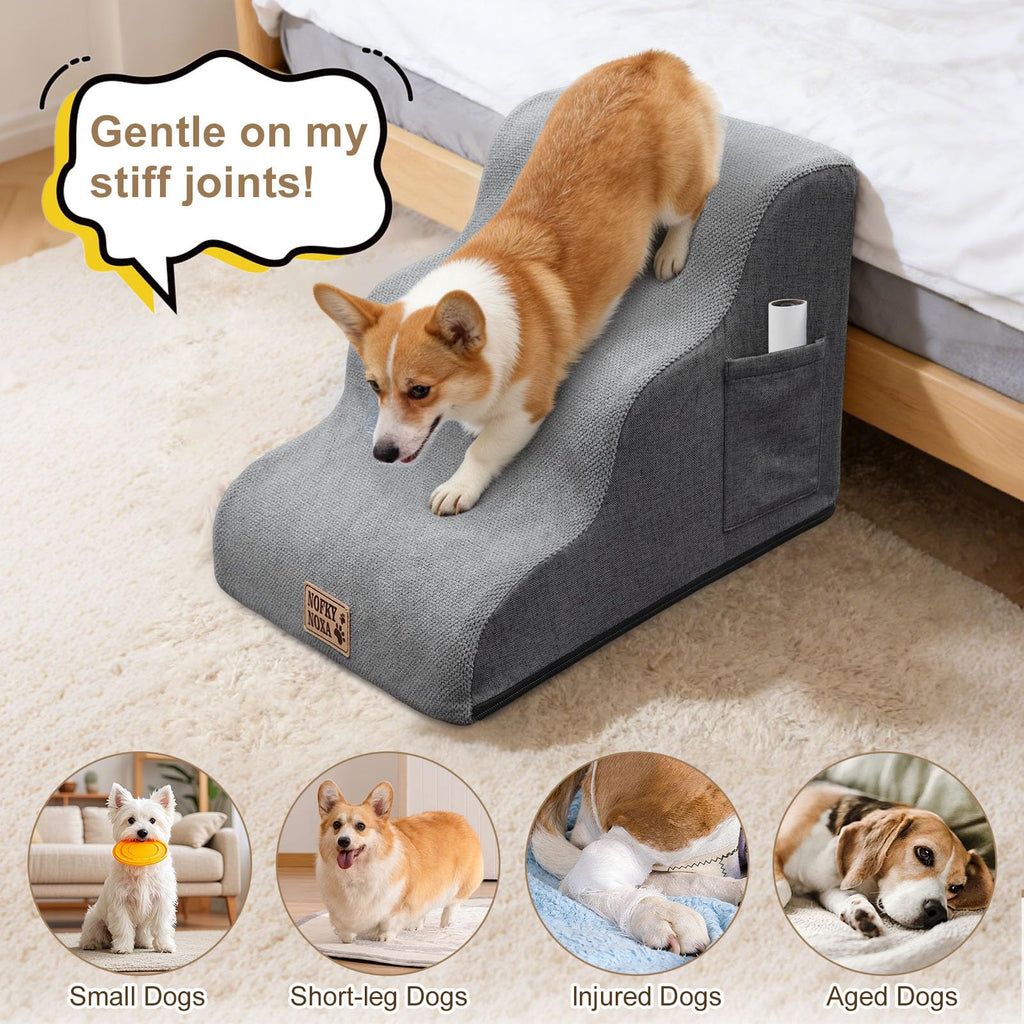 15.7" H Non-Slip Foam Dog Stairs with Storage Pocket Y15019