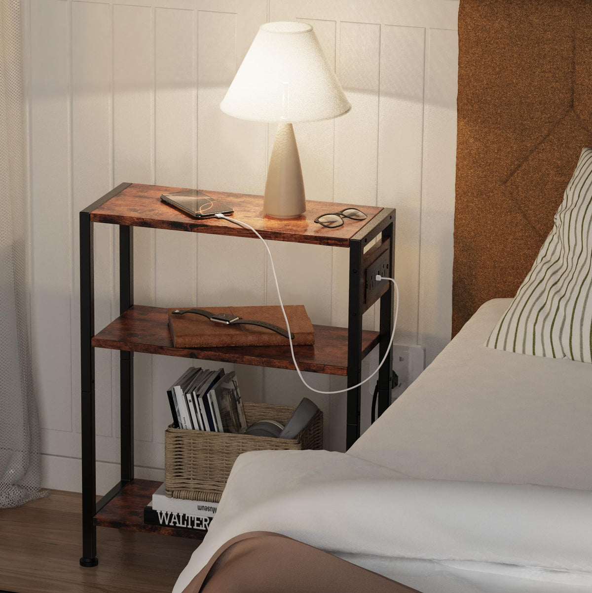 3-Tier Side Table with Charging Station V534