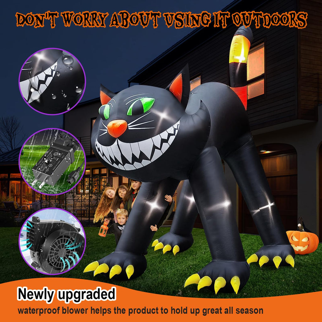 14FT Inflatable Black Cat Halloween Decoration with 7 LED B9734