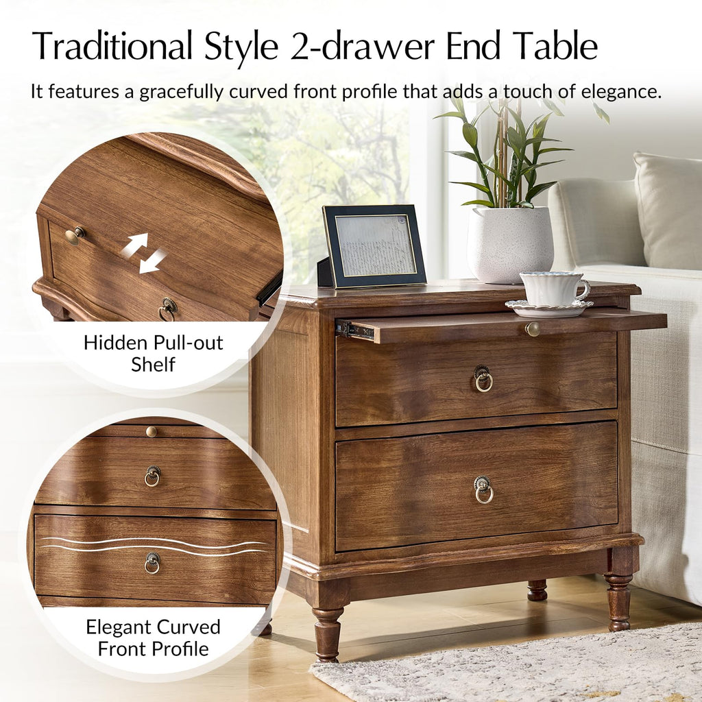 2-Drawer End Table with Charging Station B435