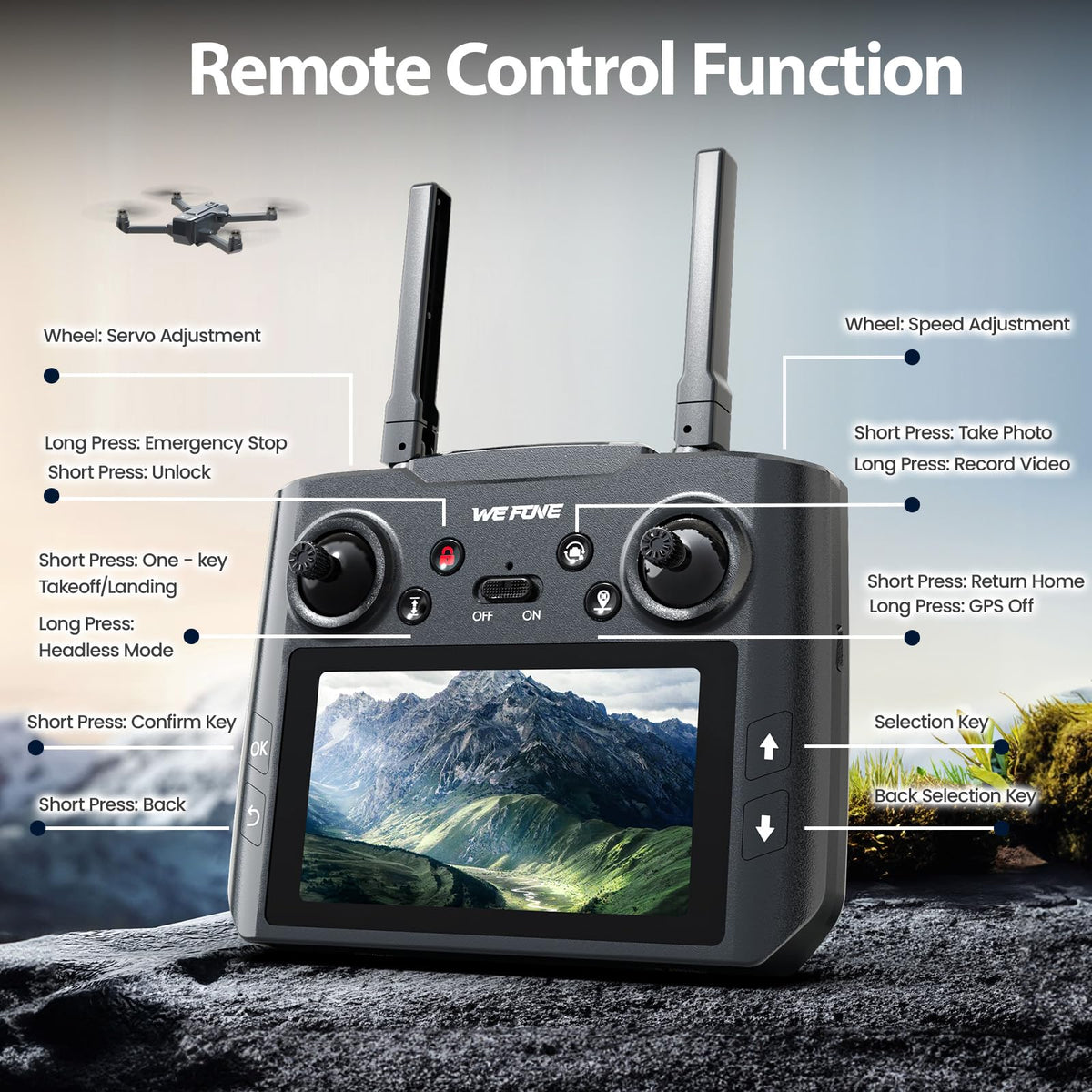 4K Foldable GPS Drone with 4.5" Screen Under 249g Black U16464