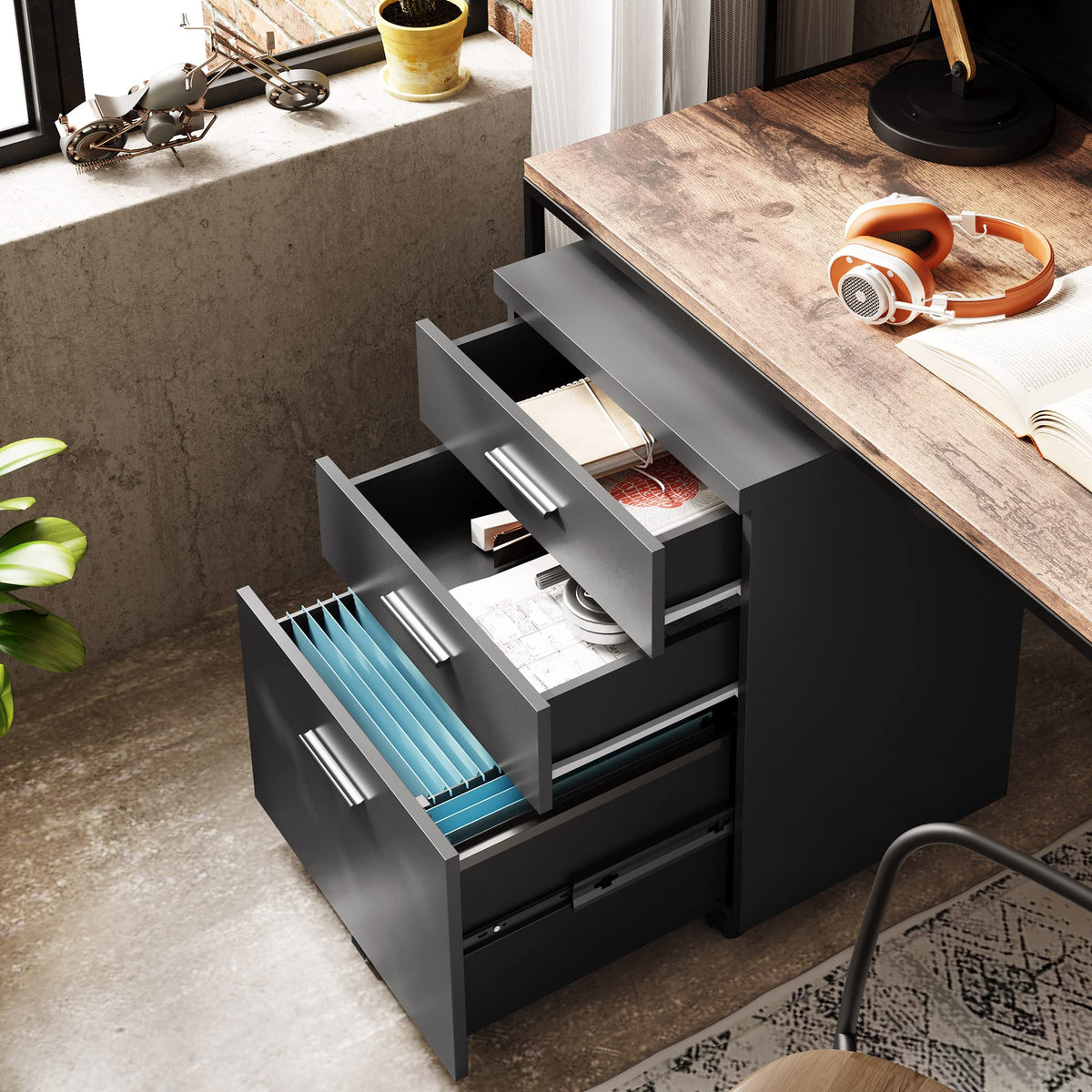 3 Drawer Wood File Cabinet L51037