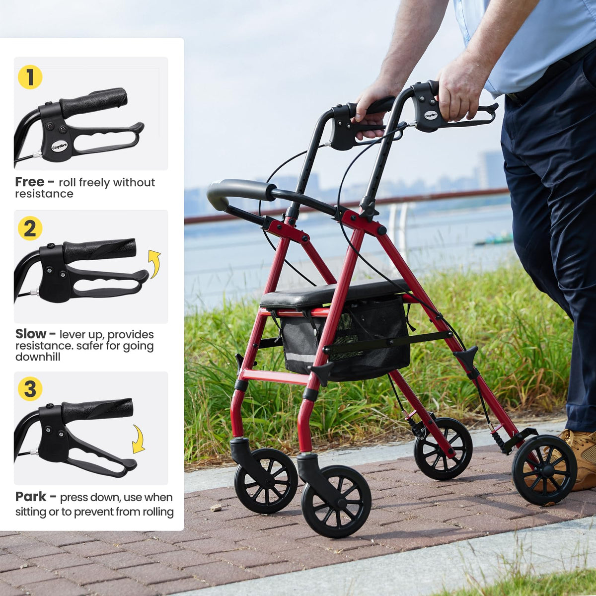 Heavy-Duty Rollator Walker with Seat X233748