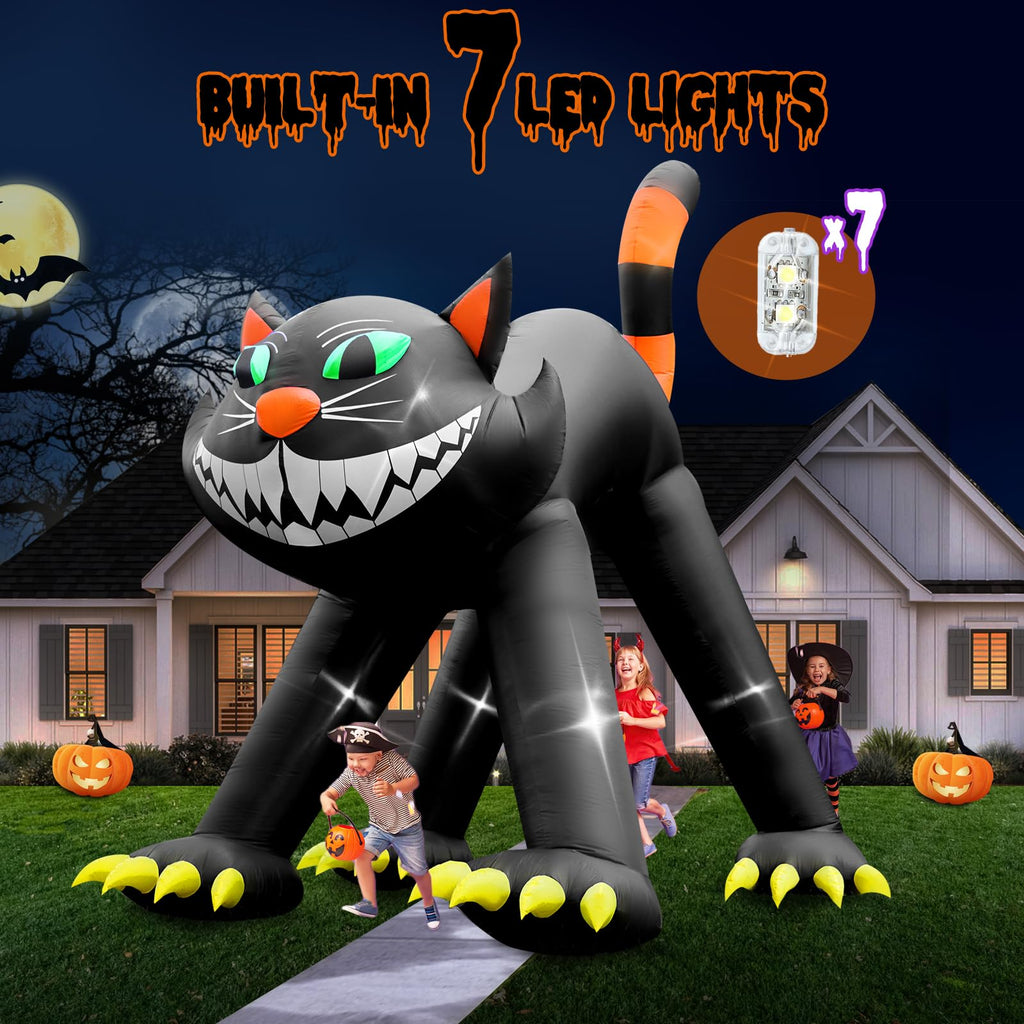14FT Inflatable Black Cat Halloween Decoration with 7 LED B9734