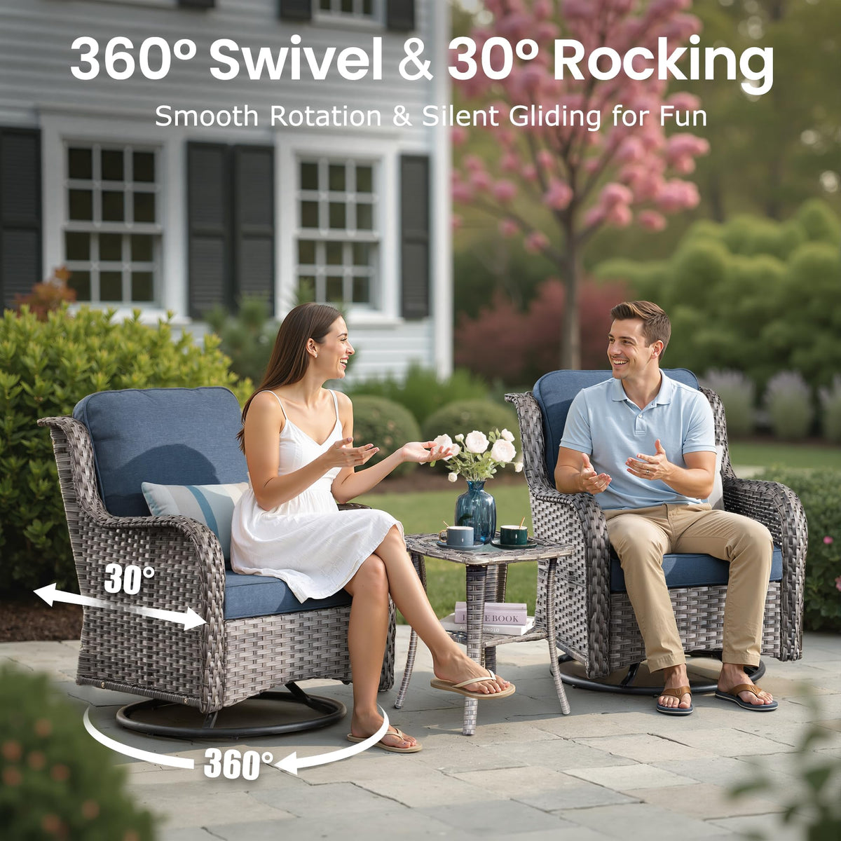 5 PCS Wicker Patio Furniture Set with Fire Pit Table B151139