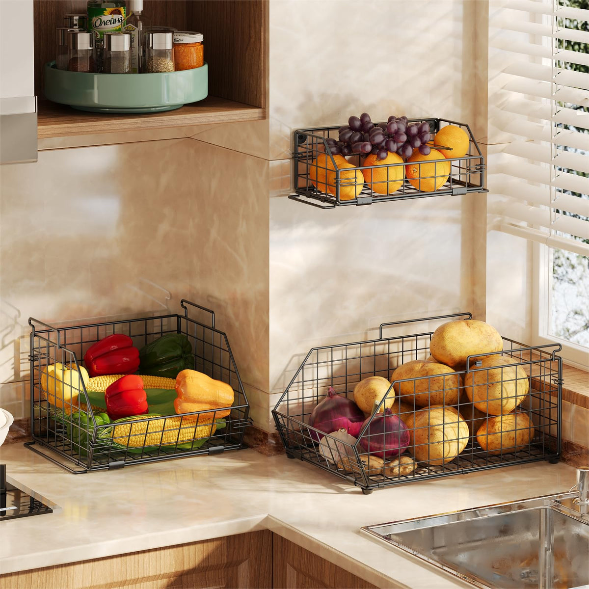3-Tier Stackable Wire Fruit Basket F4364