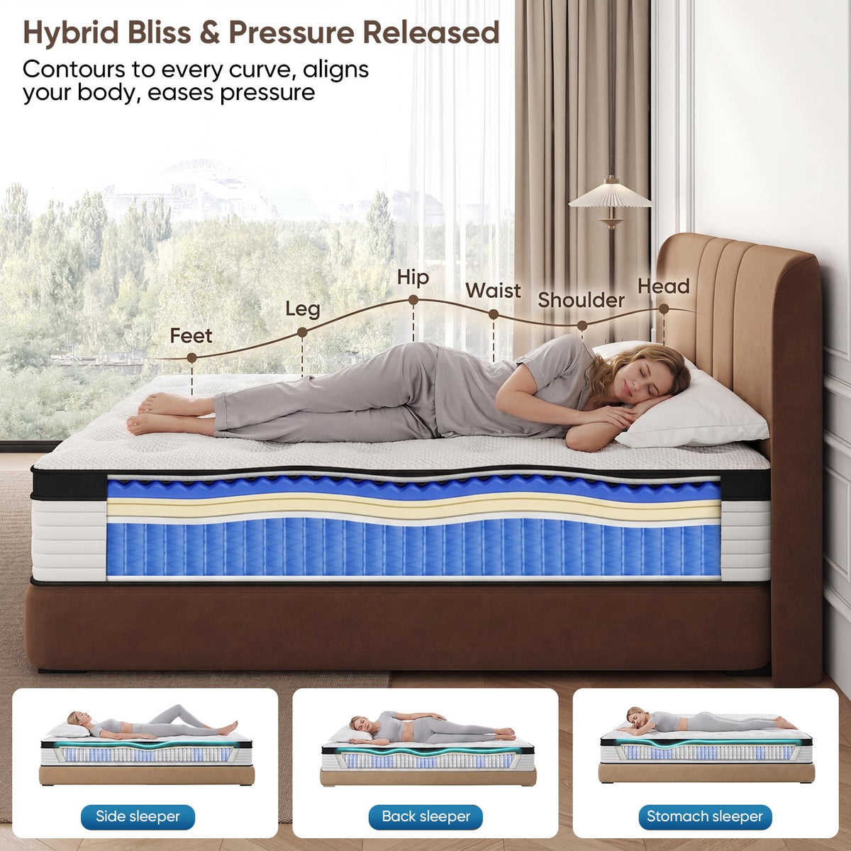 12 Inch Medium Firm Hybrid Memory Foam Mattress H45481