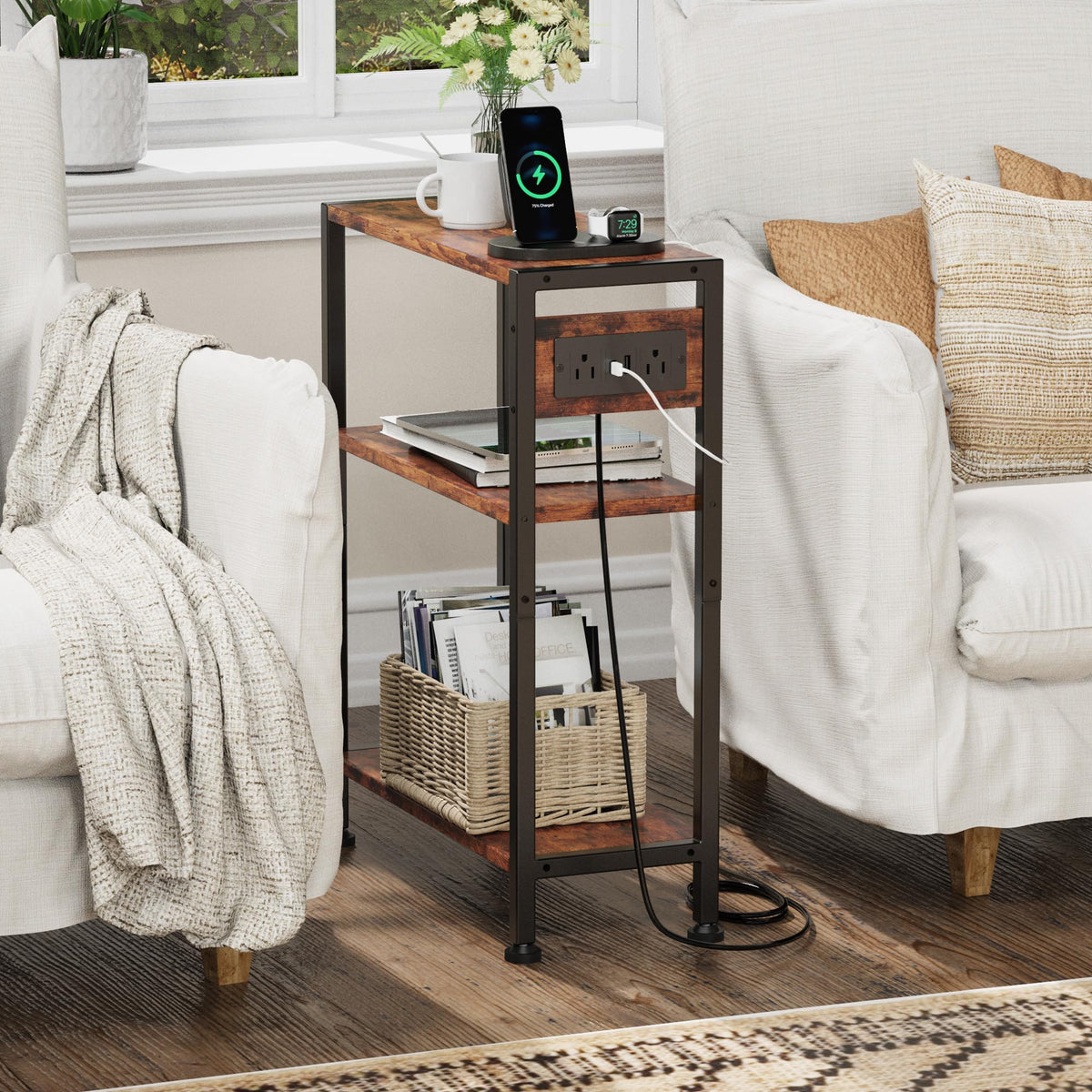 3-Tier Side Table with Charging Station V534