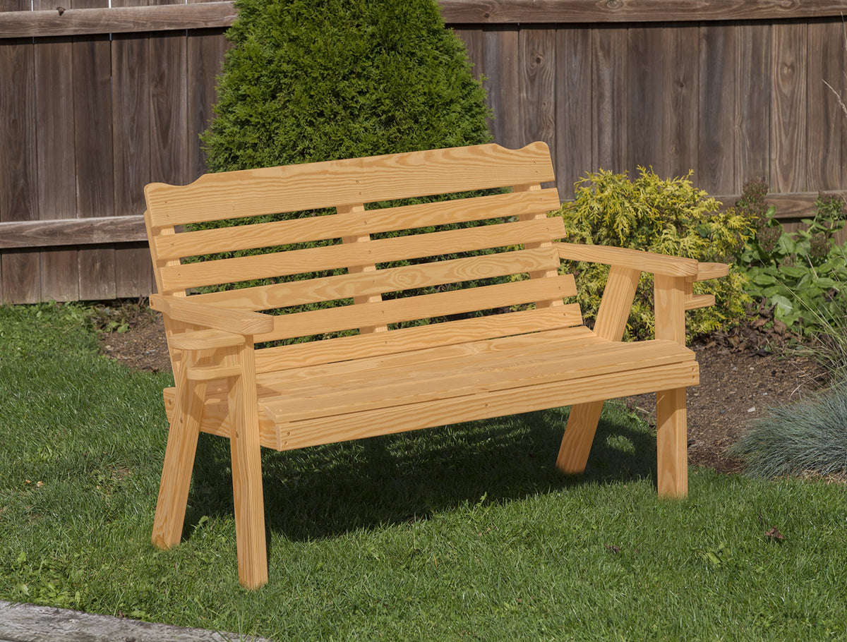 Brown Pressure Treated Garden Bench with Cup Holders V512074